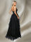 E562 Black Gown with Ruffle Skirt
